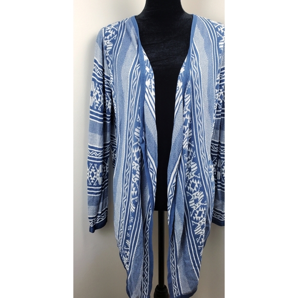 Aztec Tribal Print Waterfall Knit Cardigan - Picture 6 of 7